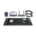 Black 10-Piece Crocodile Embossed Leather Desk Set